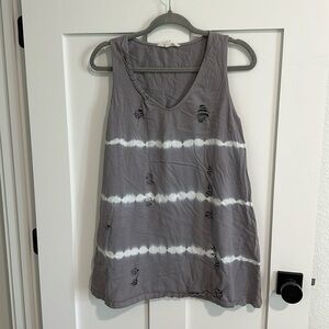 Mazik Women's M Thrashed Sleeveless Tank Gray Tie Dye Distressed Frayed Grunge